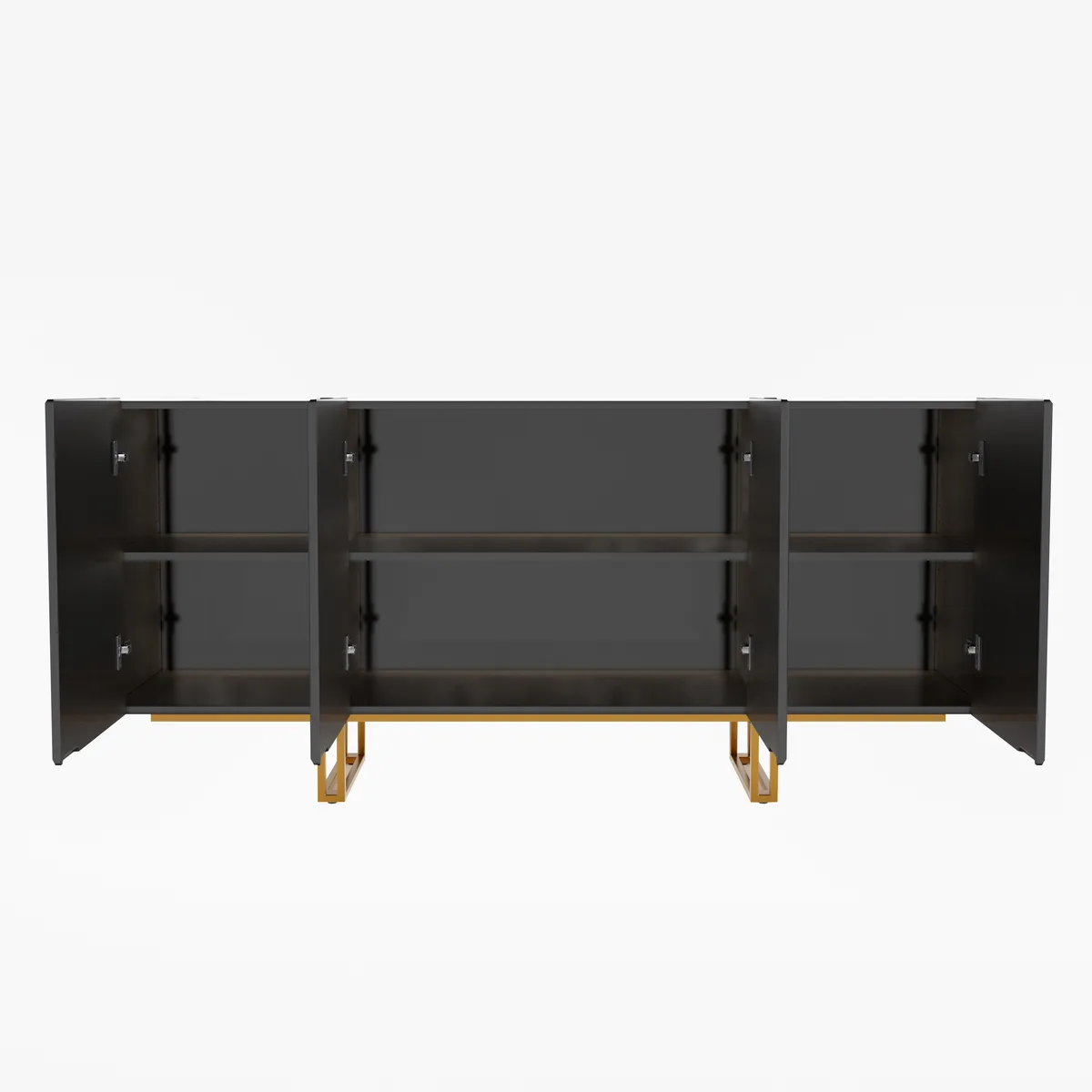 Grovyn 63" Buffet Sideboard Sintered Stone Top Black Fluted with Adjustable Shelves — image 20