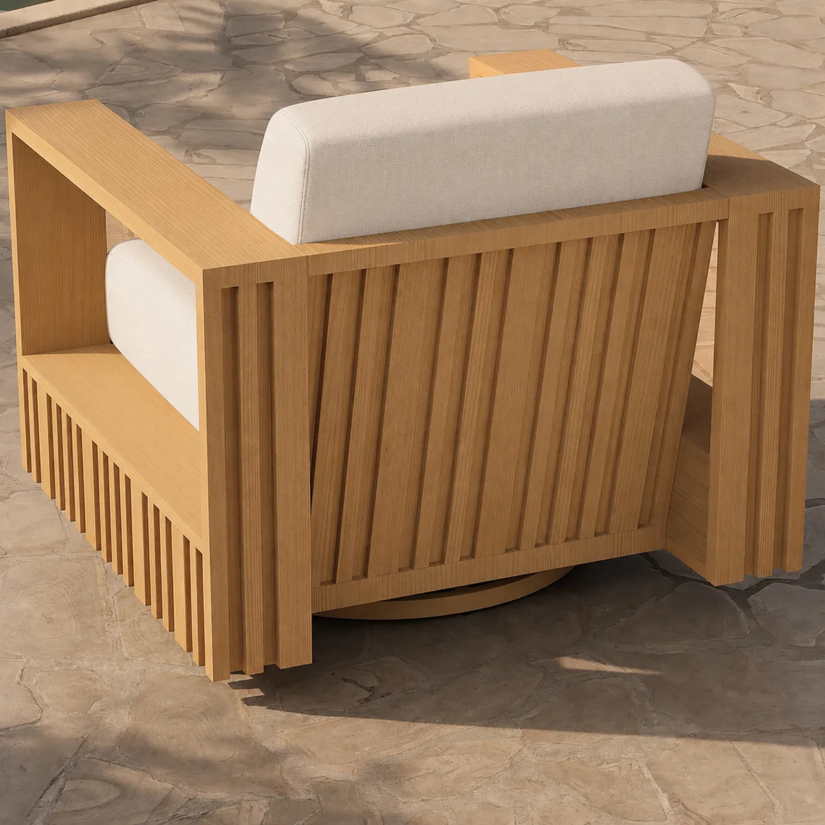Flutera Modern Outdoor Sculptural Fluted 360-Degree Swivel Accent Chair — image 5