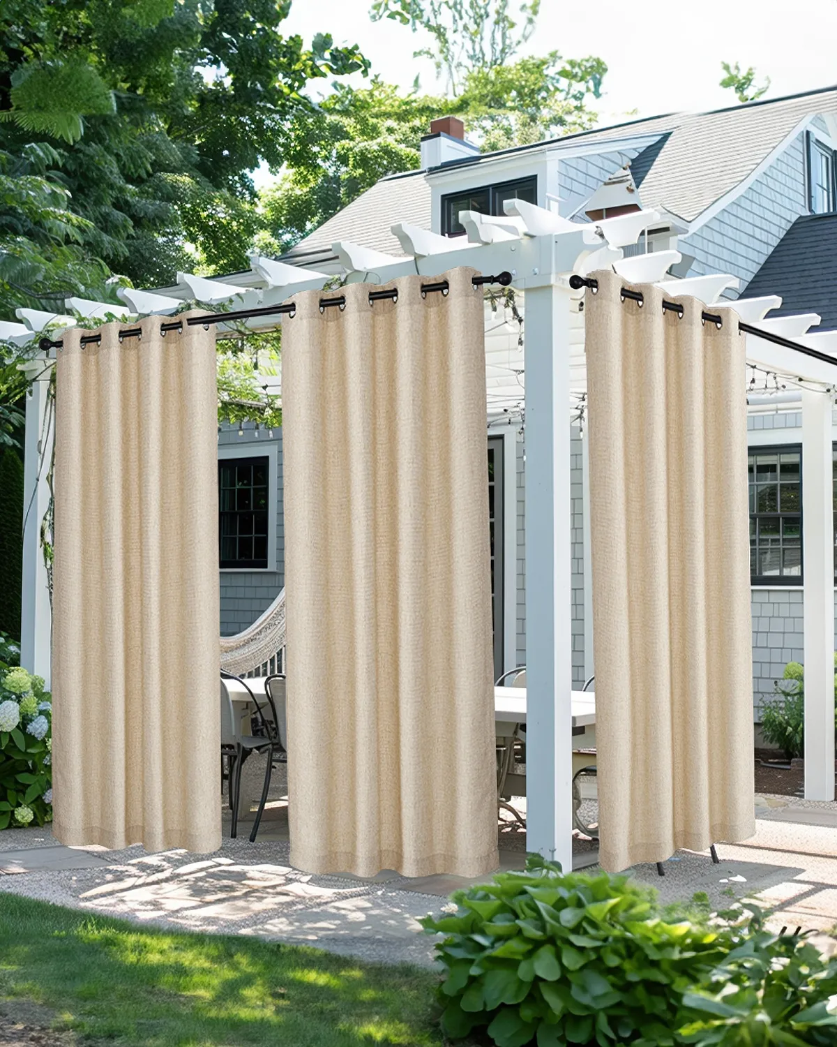 Munich Woven Patterned Textured Waterproof Custom Outdoor Curtain — image 3
