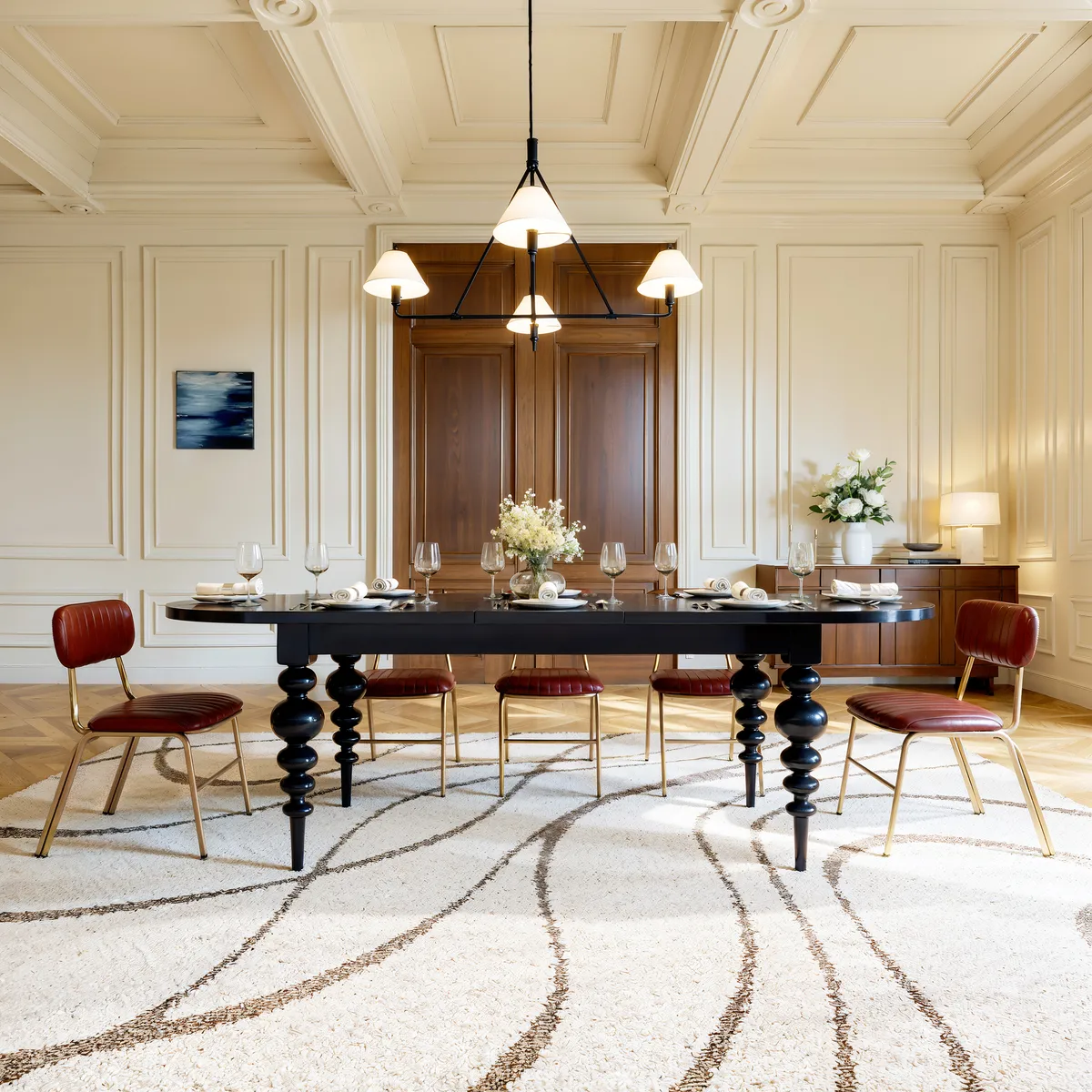 67"-79" Mid-Century Dining Table Oval Extendable Walnut Table for 4-8 Person with Turned Legs — image 22