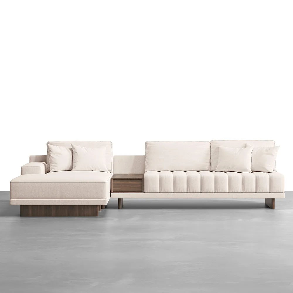 126" L-Shaped Off-White Modular Sectional Sofa with Ottoman for Living Room — image 9