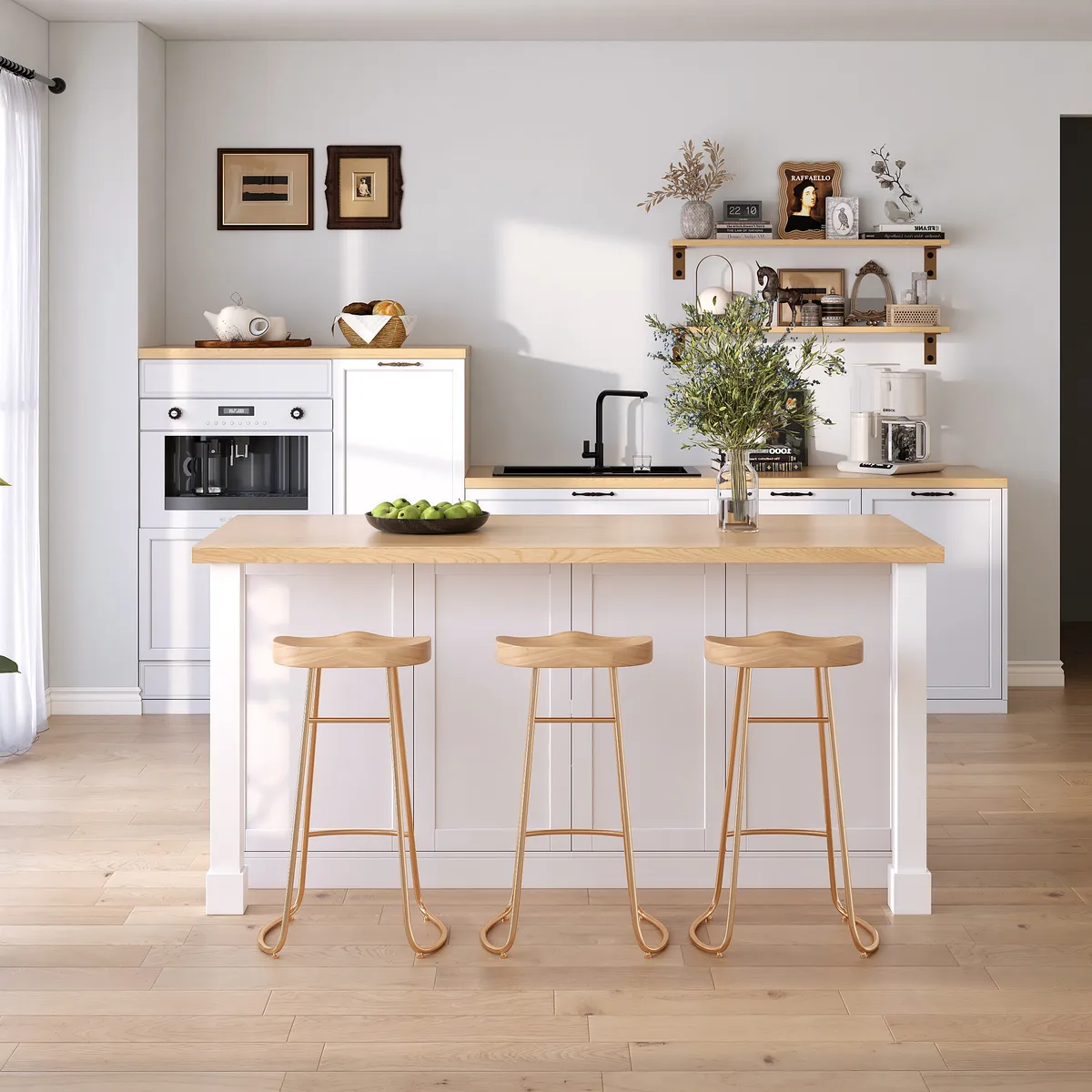 72" Modern Laminate Kitchen lsland Natural & White with Storage — image 19