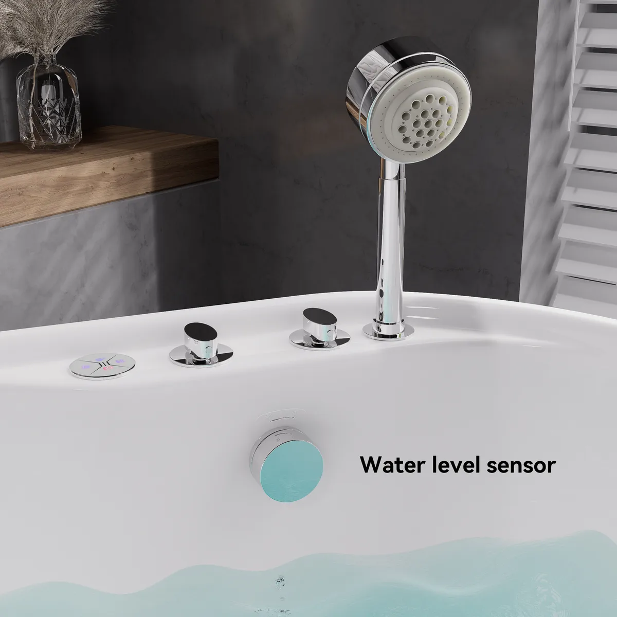39" Deep Whirlpool Bathtub oval Acrylic Jetted with Thermostat Control Modern — image 6