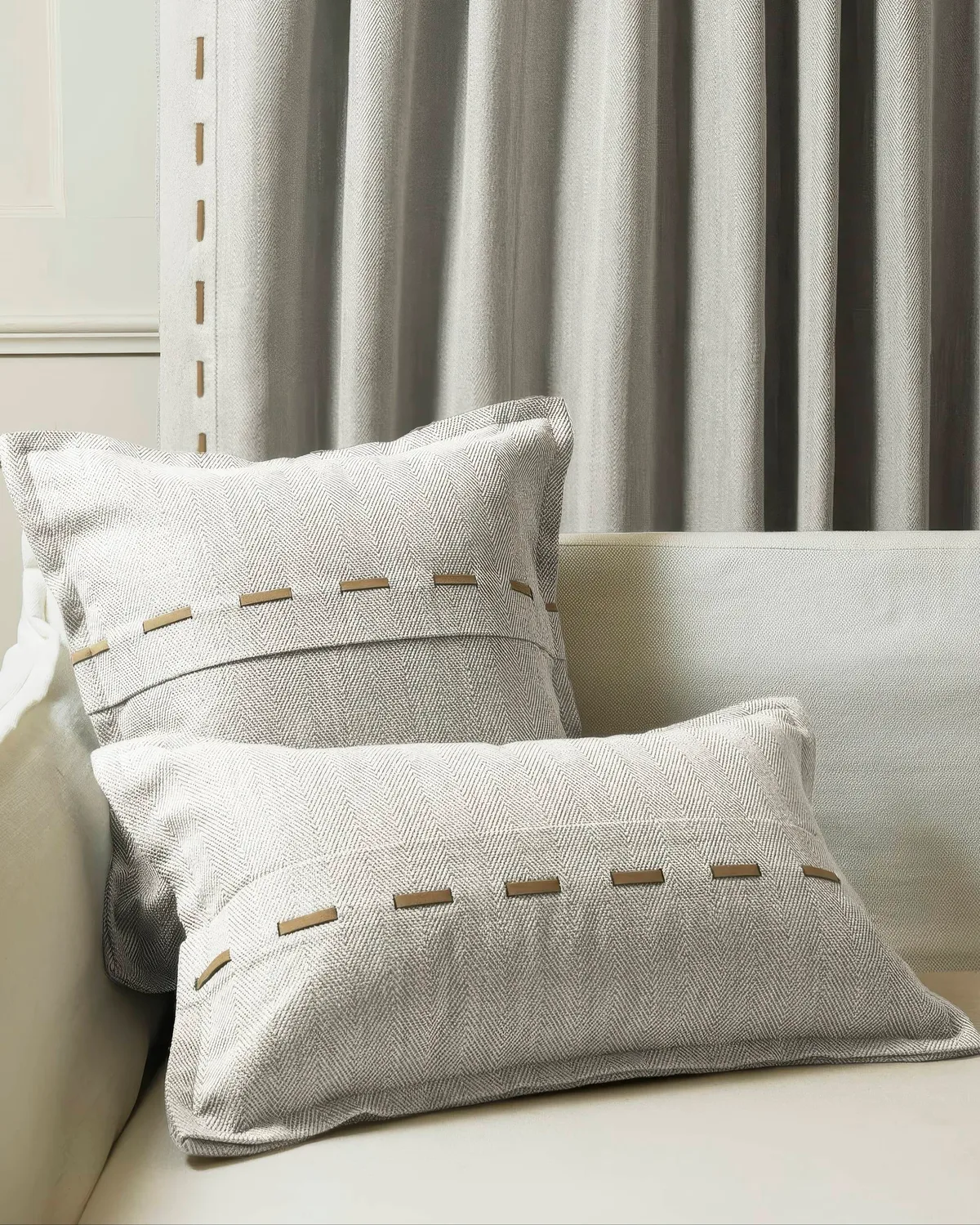 Cleo Textured Faux Leather Laced Throw Pillowcase — image 5