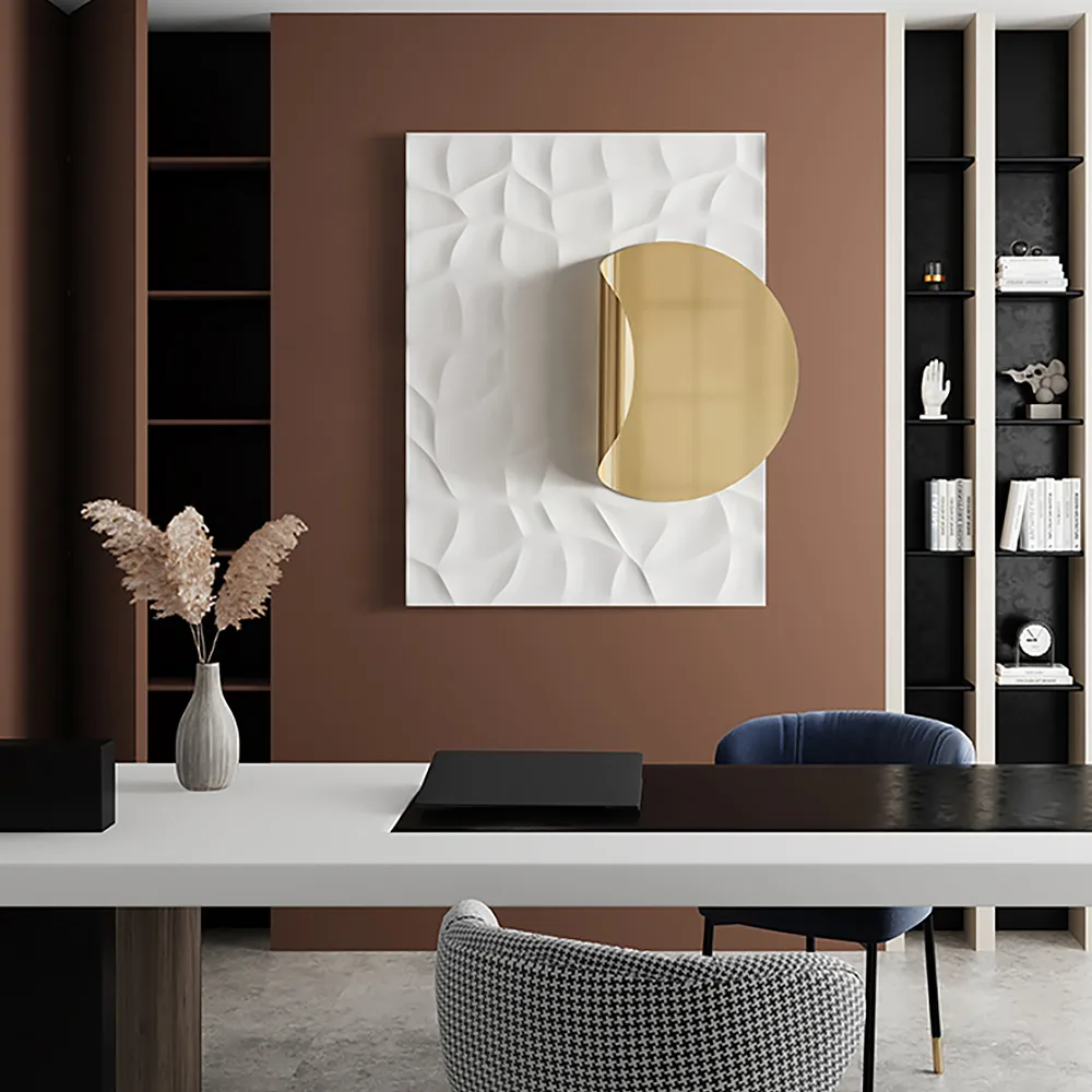 Rectangle Geometric 3D Wall Decor Background 23.6" x 35.4" Modern Metal in Gold Wall Art — image 3