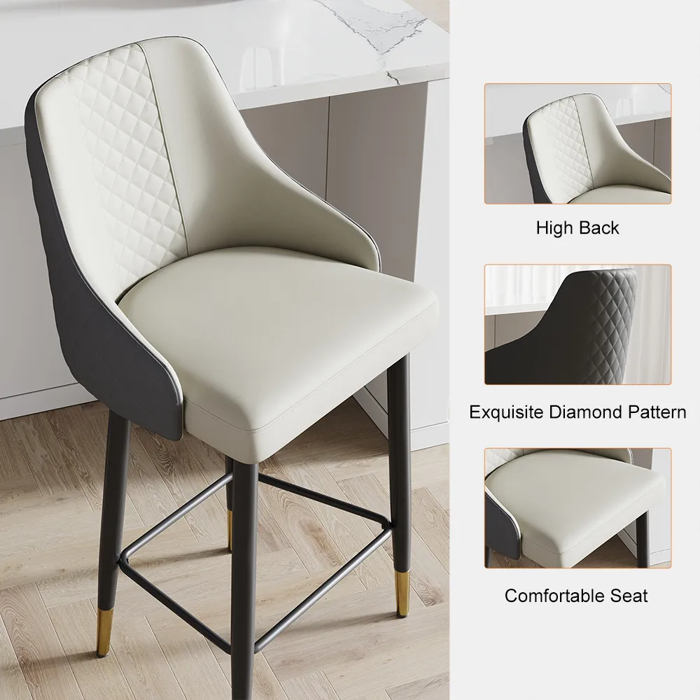 Diamic Black Faux Leather Counter Stool with Upholstered — image 14
