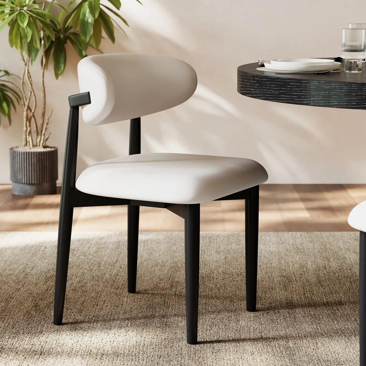 Modern PU Leather Dining Chair with Rubber Wood Legs — image 22
