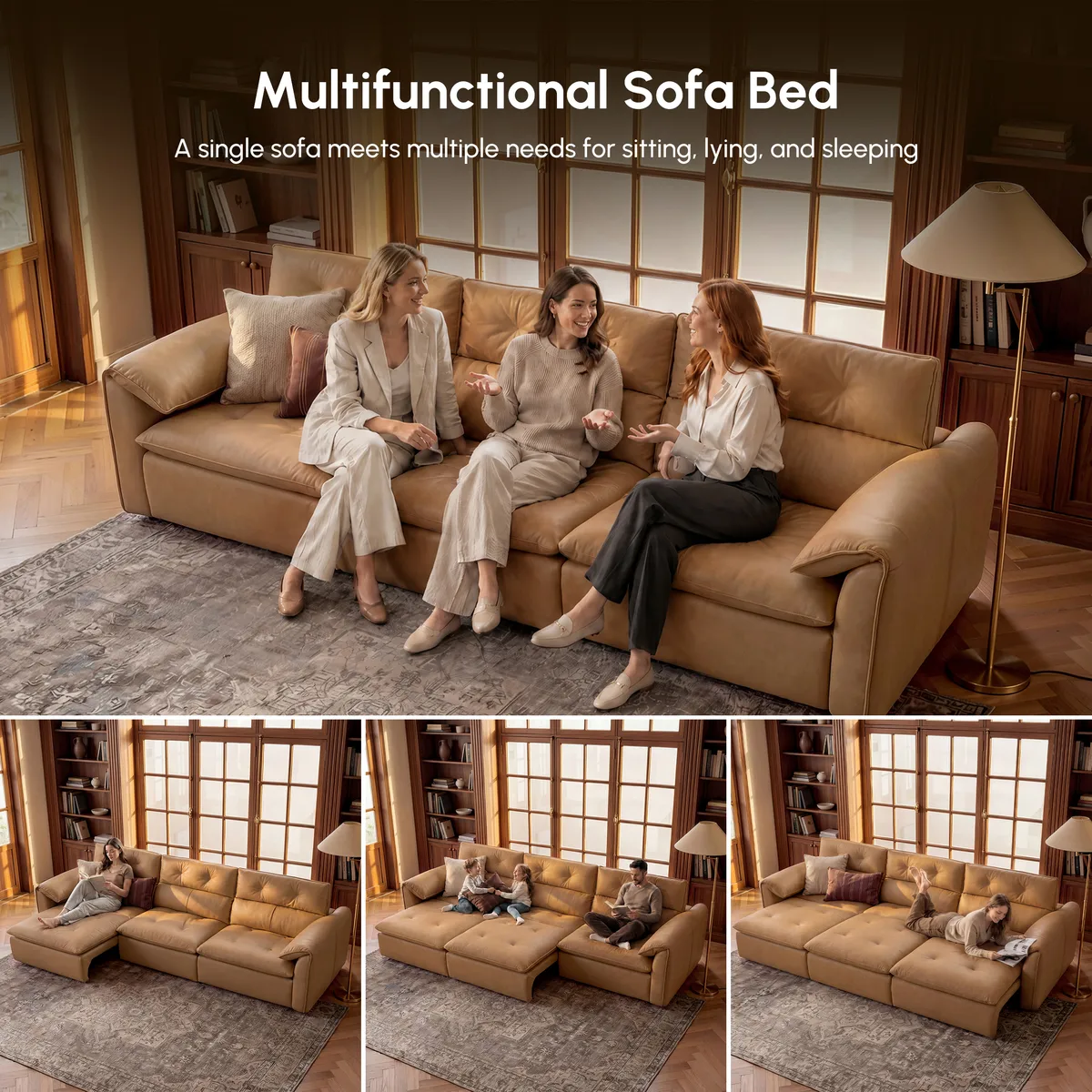 87" 2-Seater Genuine Leather Power Convertible Sleeper Sofa — image 10