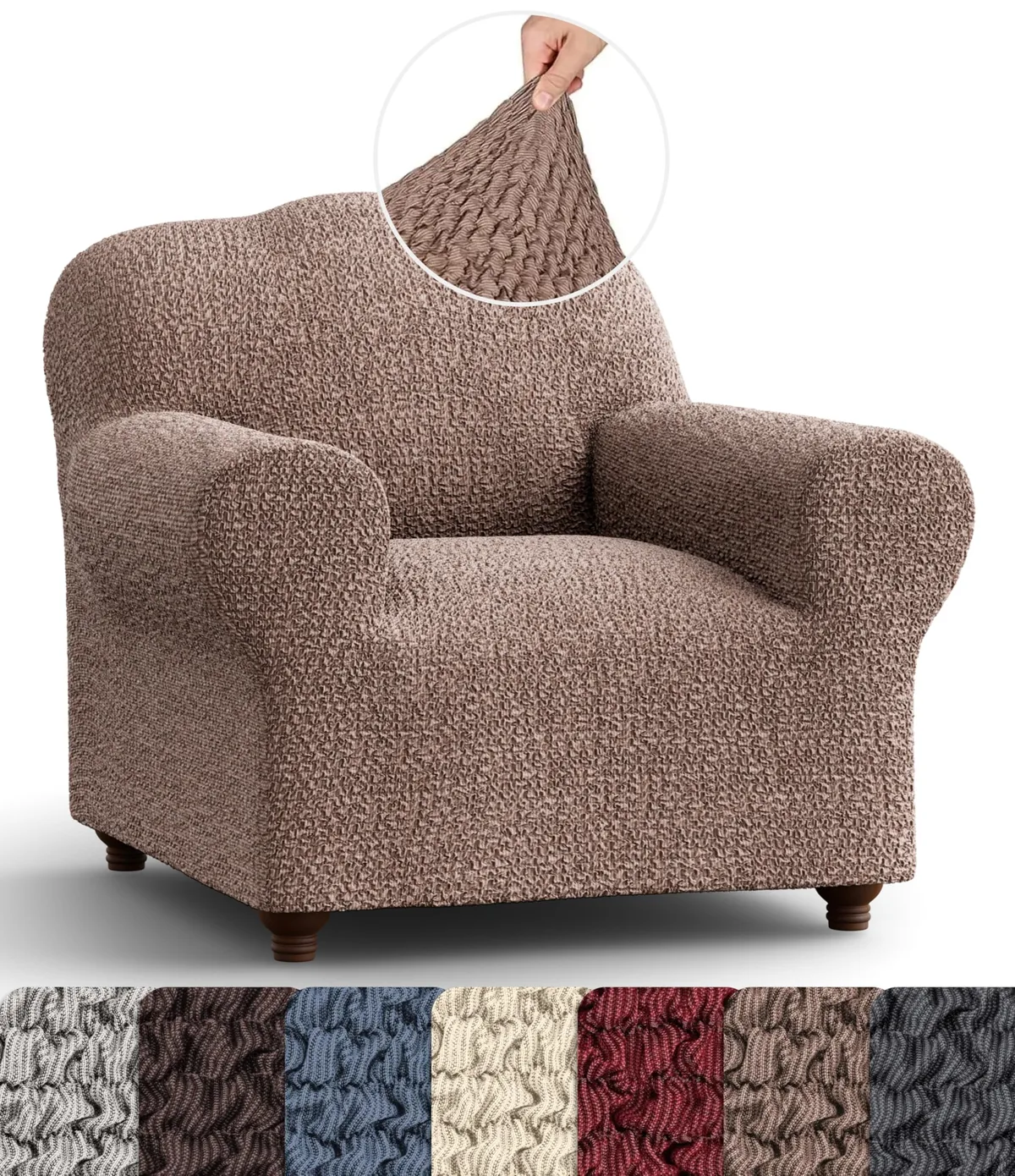 Armchair Slipcovers - 1-Piece Furniture Protector - Form Fit, Machine Washable - CottonRich Collection — image 7