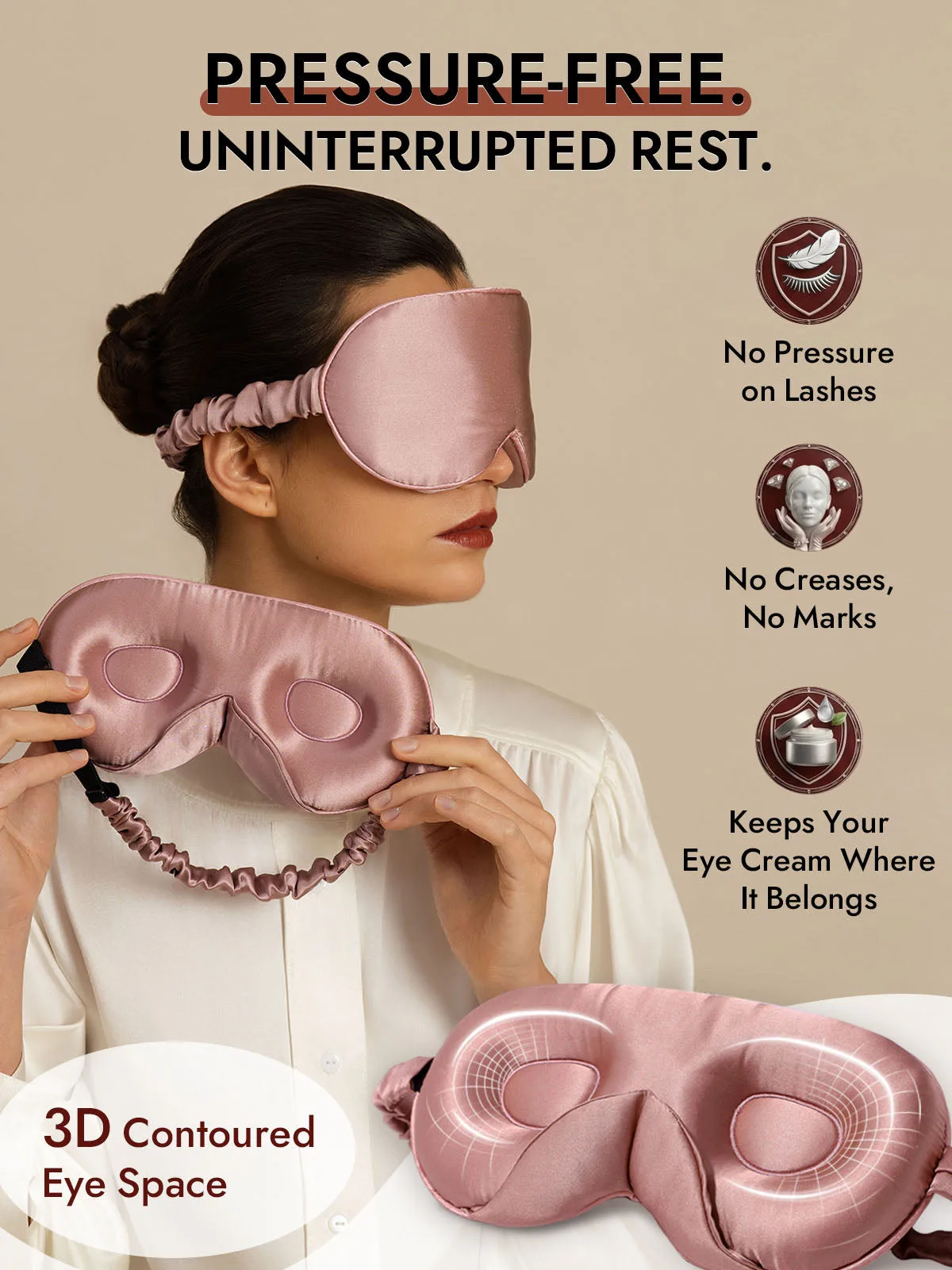22 Momme 100% Mulberry Silk 3D Sleep Mask With Upgraded Nose Wings — image 3