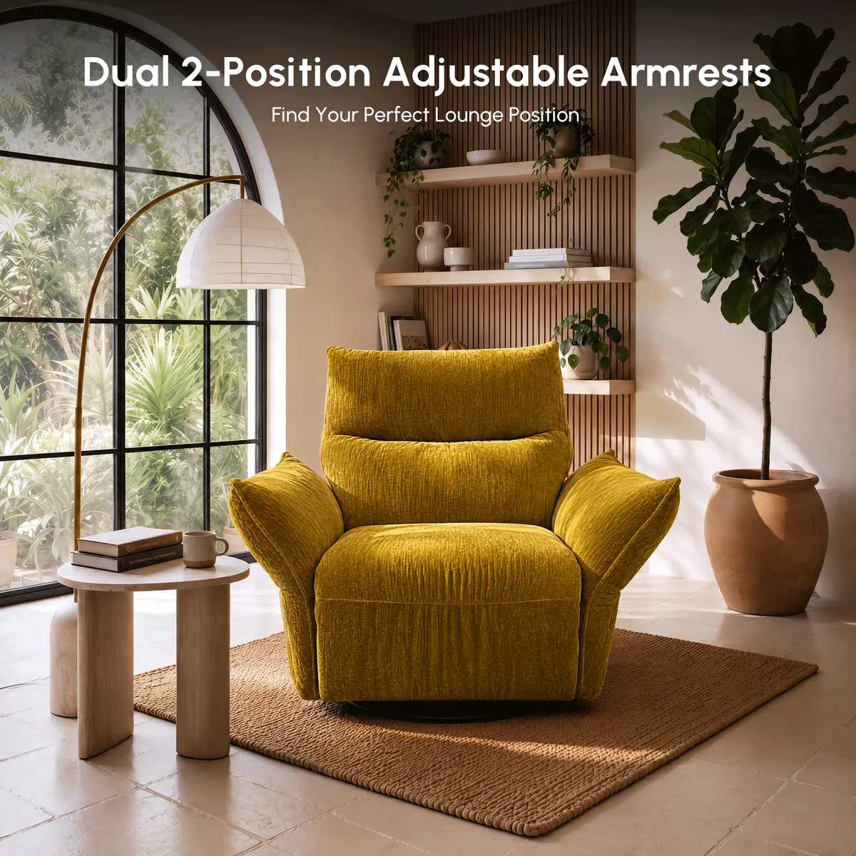 Electric Power Recliner Swivel Rocker Chair With Dual Motor&Performance Chenille — image 15