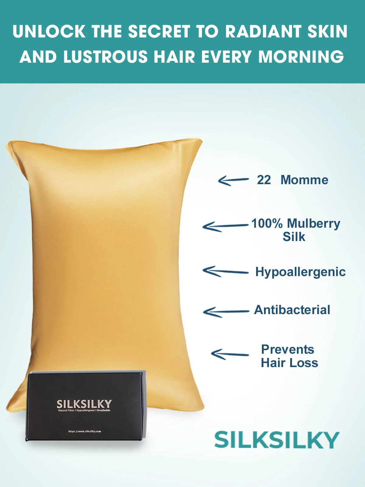 22Momme 100% Mulberry Silk Pillowcase - Envelope Closure — image 5