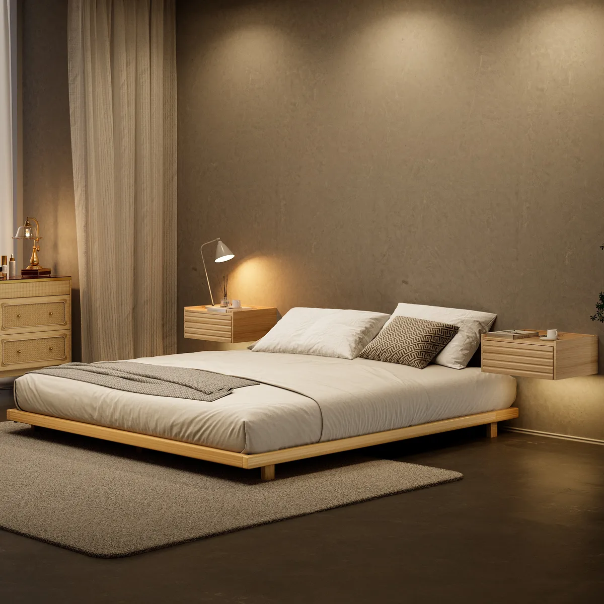 Japanese Style King Low Bed Frame Black Floor Bed — image 14