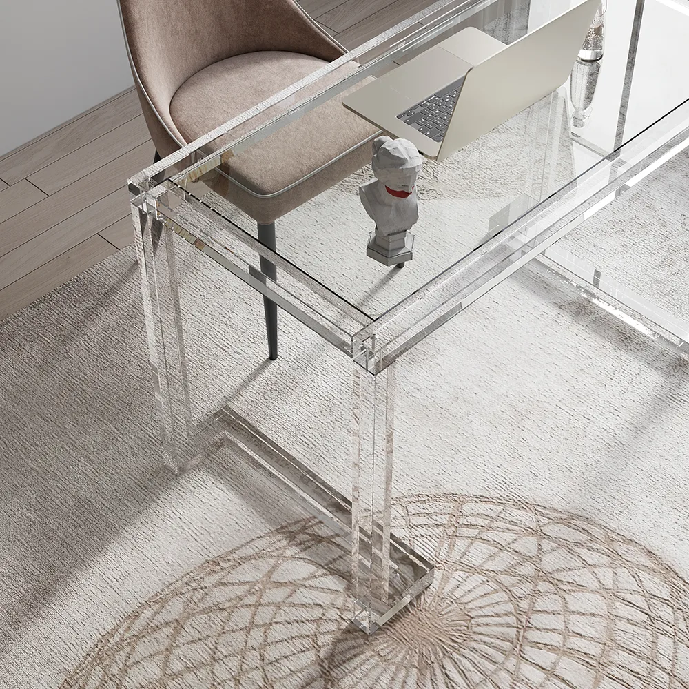 Savea 47.2" Modern Clear Tempered Glass Straight Desk — image 5