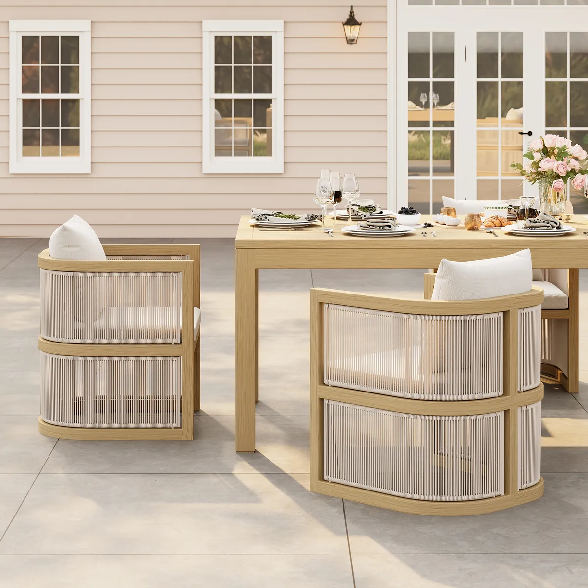 Wevara 2 Pieces Modern Aluminum & Ropes Outdoor chairs — image 23