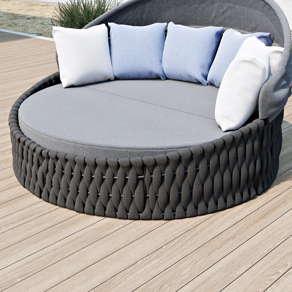 Cocaro Round Garden Polyrattan Sun Island with Roof and Weatherproof Cover — image 15