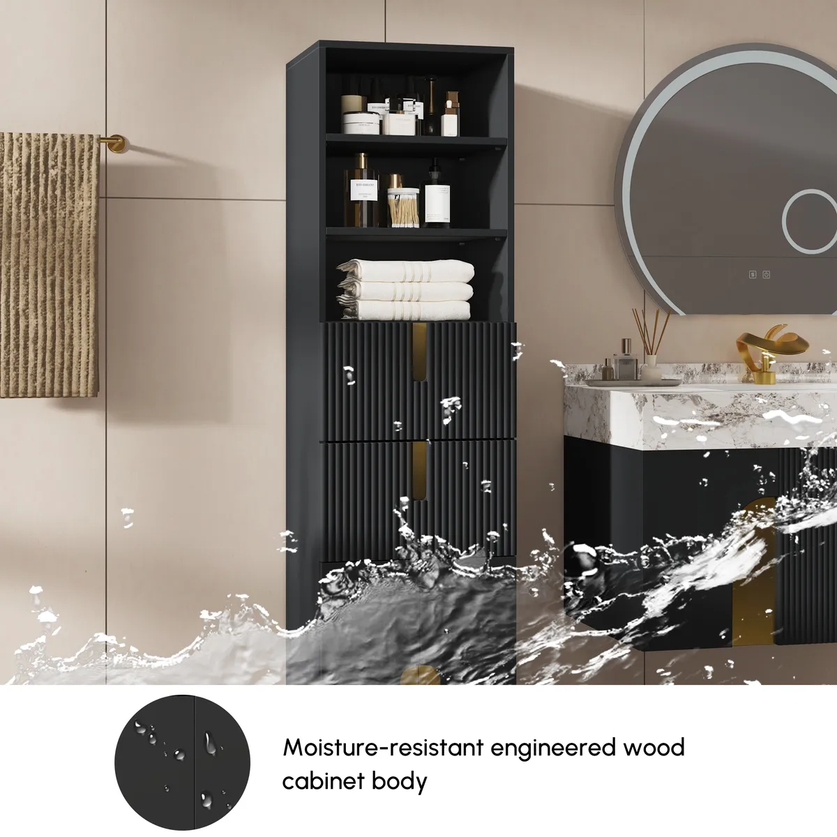 Artis 59" Tall Bathroom Storage Cabinet & 36" Single Vanity Set — image 8