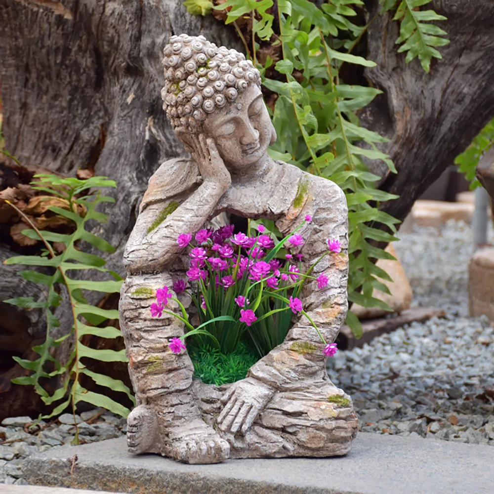 Sleeping Buddha Garden Sculpture Magnesium Oxide Yard & Patio Yard Stuatues (20.1" High) — image 3