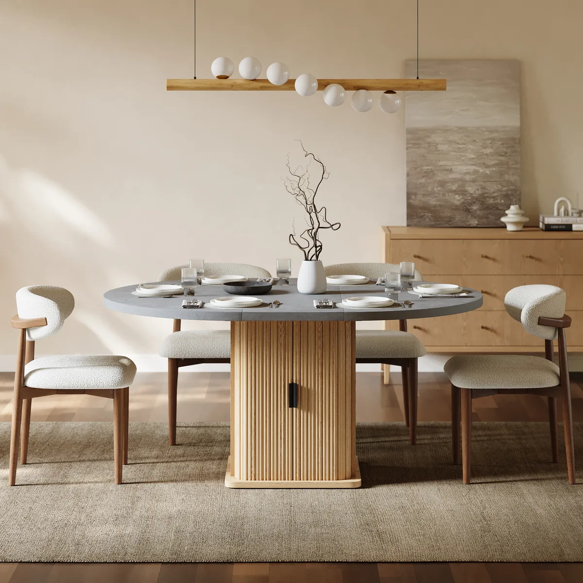 47"-63" Gray Extendable Dining Table Set — image 14