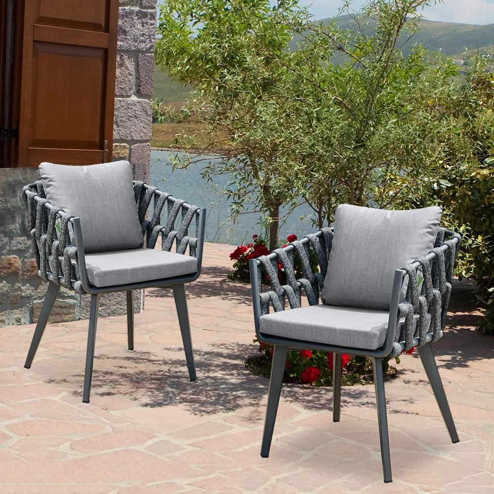 Outdoor Rope Weave & Aluminum Dining Chairs — image 26