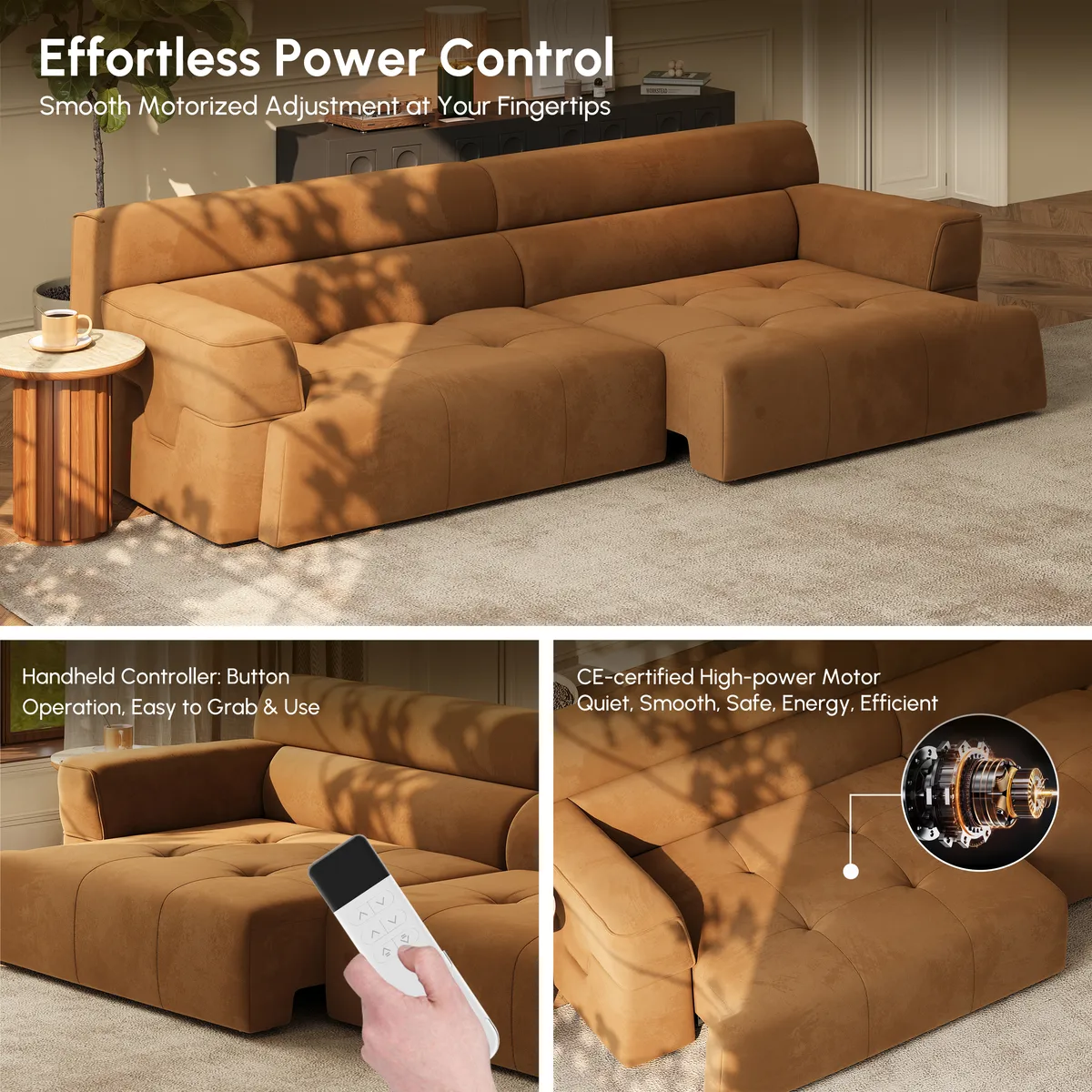 121" Performance Velvet Power Convertible Sleeper Sofa — image 9