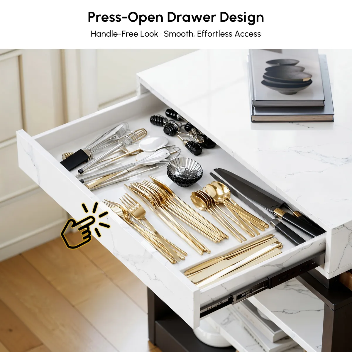 73"-93" Extendable Kitchen Island Set with 4 Dining Chairs — image 9