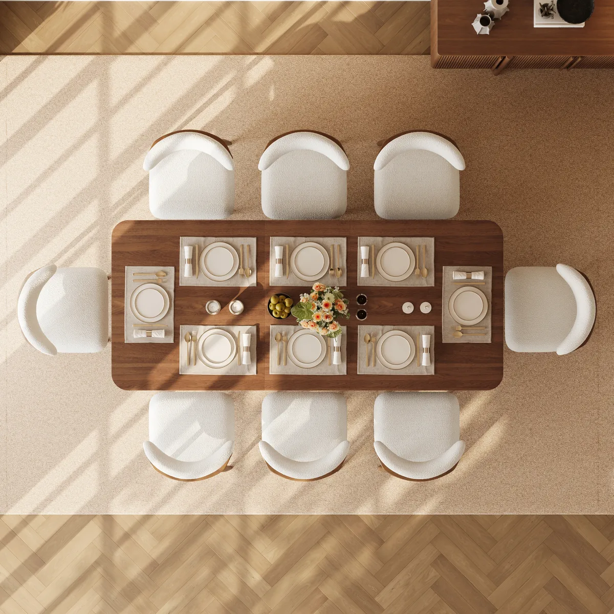Lineva 71"–91" Extendable Walnut Dining Table with Fluted Base, Seats 6–8 — image 6