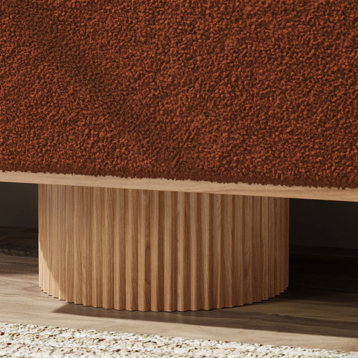 Teddy Fabric Fluffy Faux Fur Flip Top Wood Storage Bench — image 12