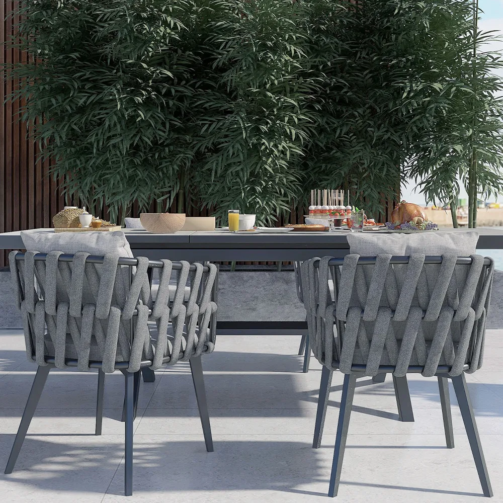 Outdoor Rope Weave & Aluminum Dining Chairs — image 21