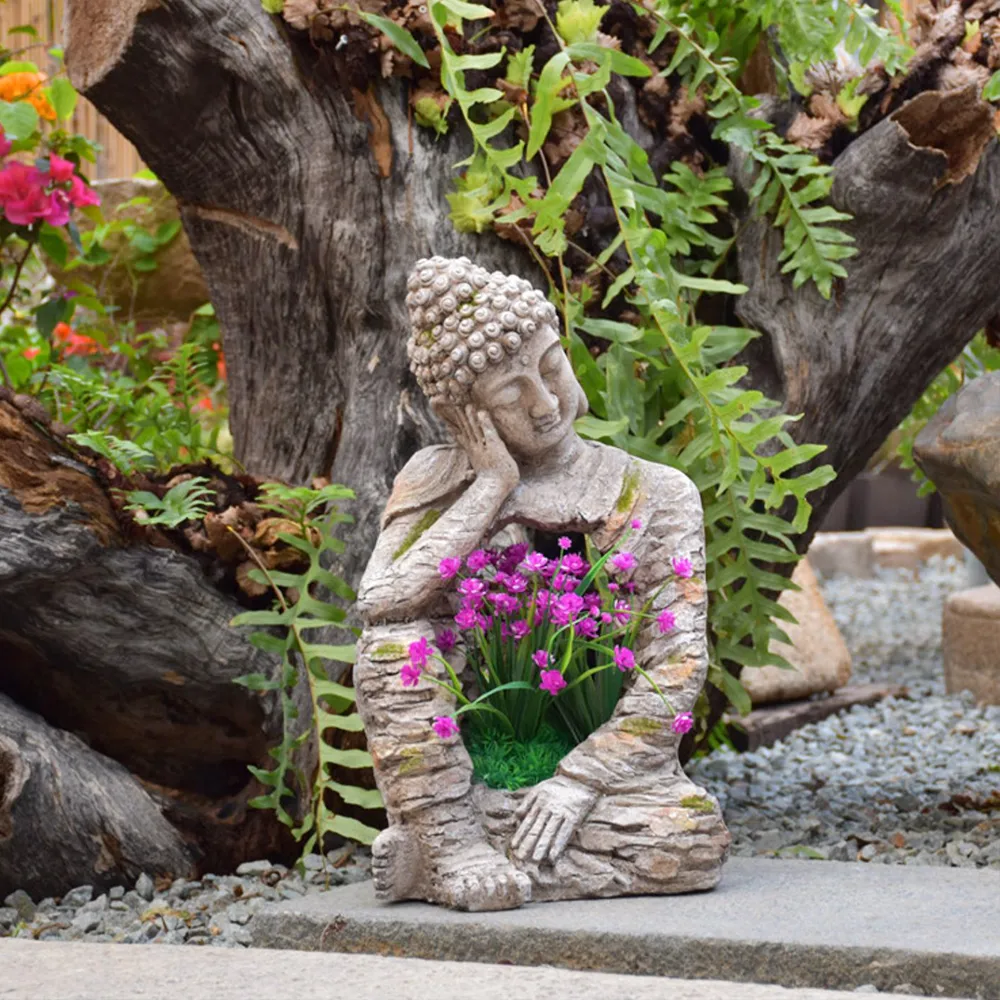 Sleeping Buddha Garden Sculpture Magnesium Oxide Yard & Patio Yard Stuatues (20.1" High) — image 5