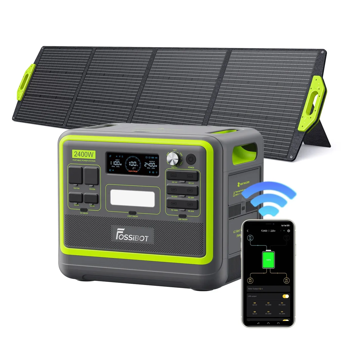 FOSSiBOT F2400 + 200W & 420W Solar Panel | Solar Generator Kit