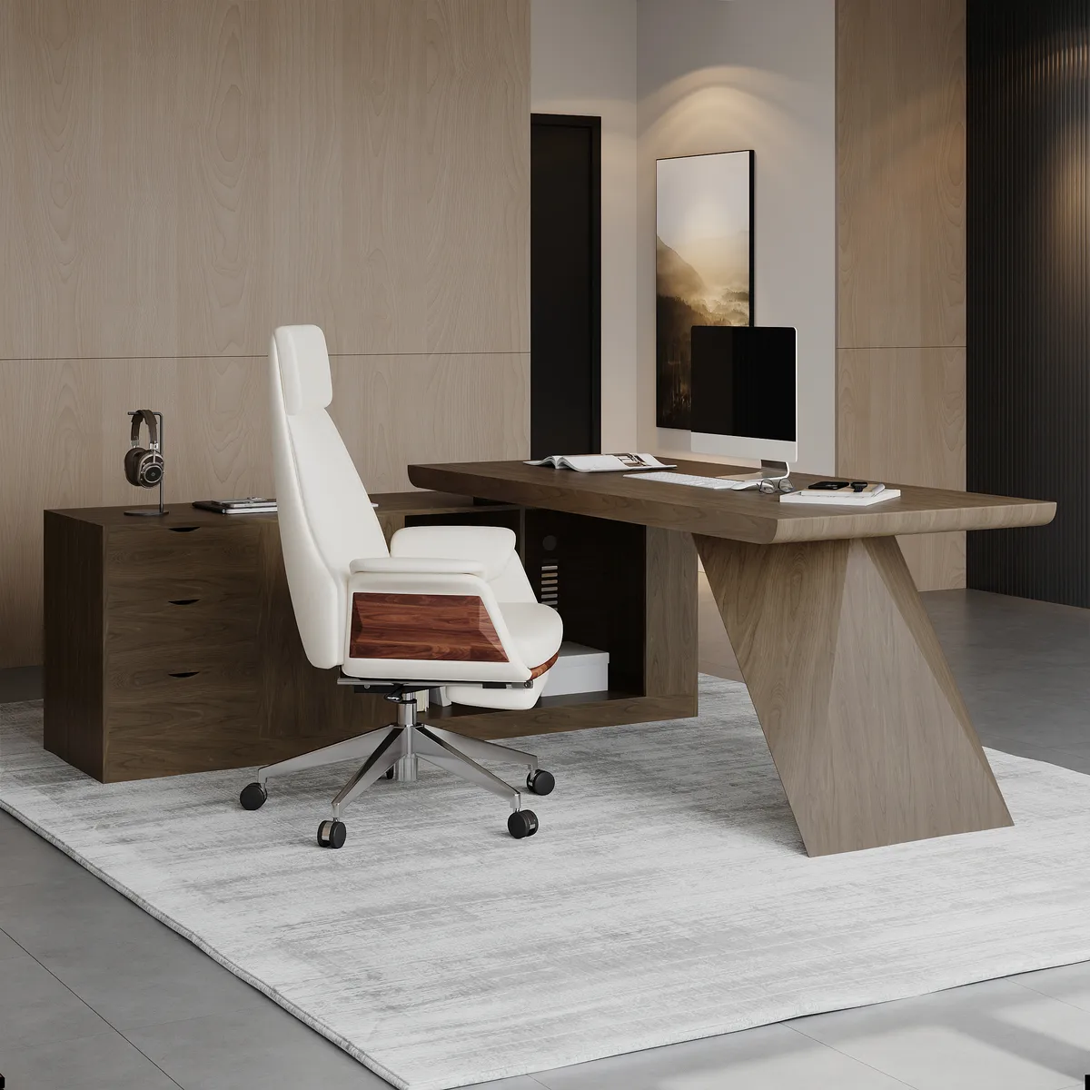 Modern 71" L-Shaped Whitewash Executive Desk with Storage, Left Hand — image 24