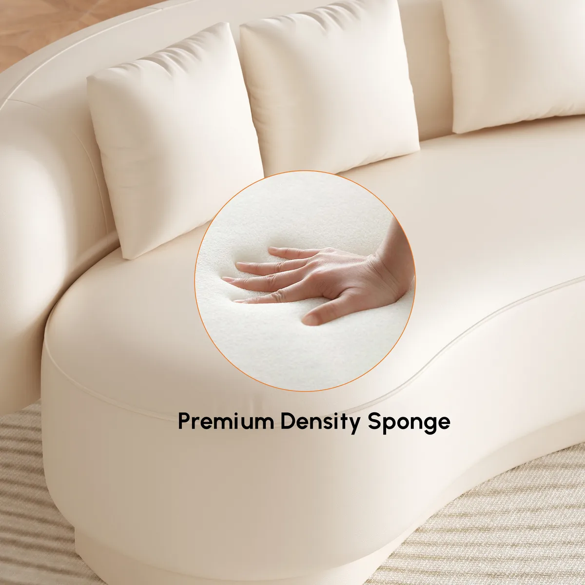 Modern Leather Upholstered Sofa 3-Seater Sofa — image 19