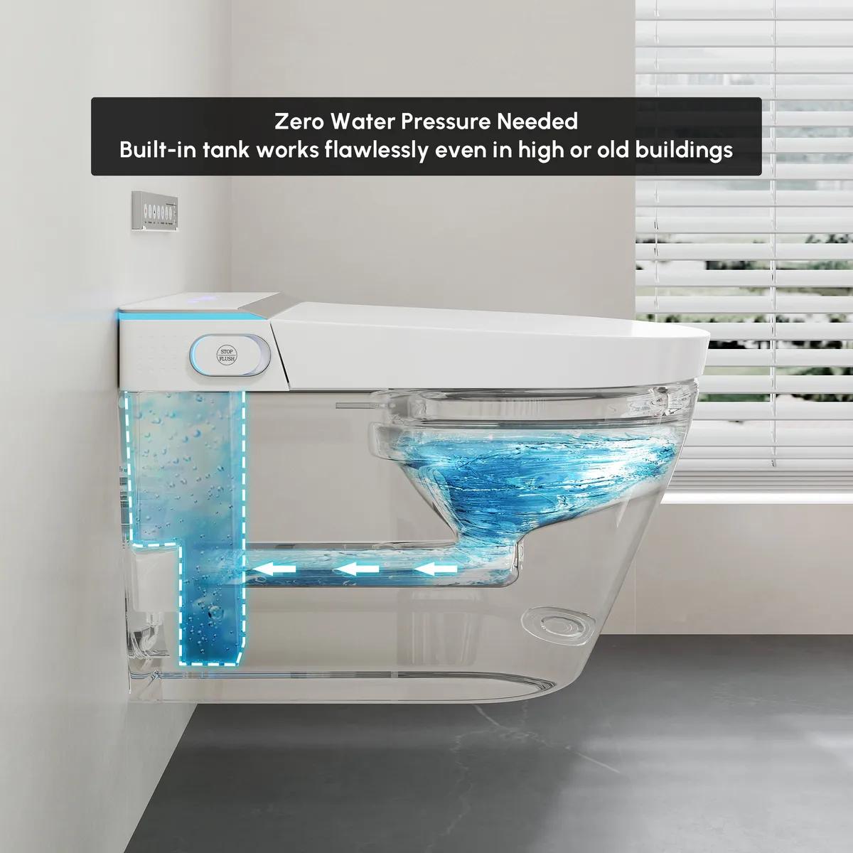 Automatic Wall-Mounted Smart Bidet Toilet with Built-in Tank 1.28 GPF — image 16