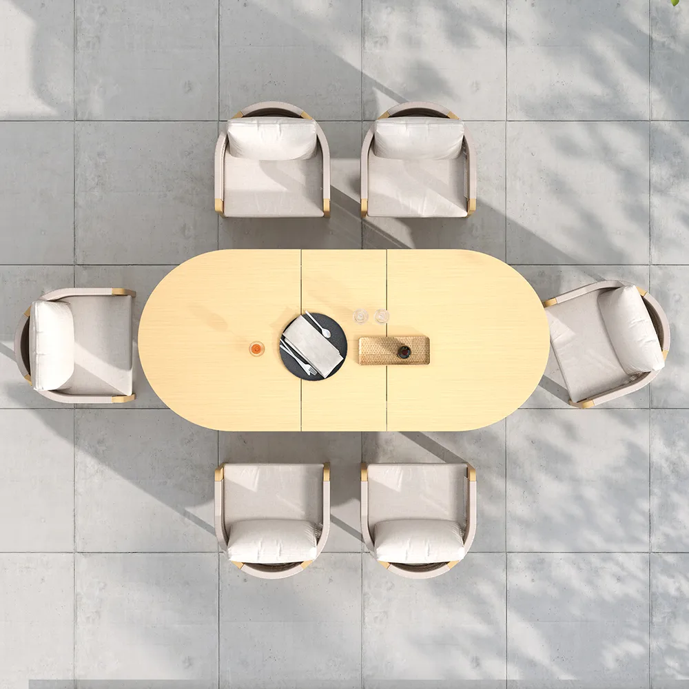 Costra 9-Piece Outdoor Rope & Aluminum Extendable Dining Set with 8 Chairs — image 14