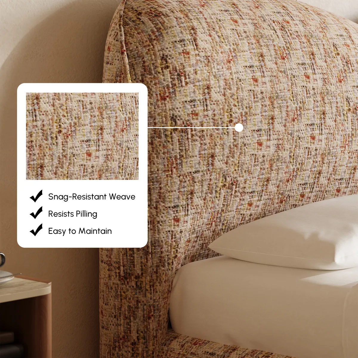 Modern King Size Chenille Upholstered Bed — image 16