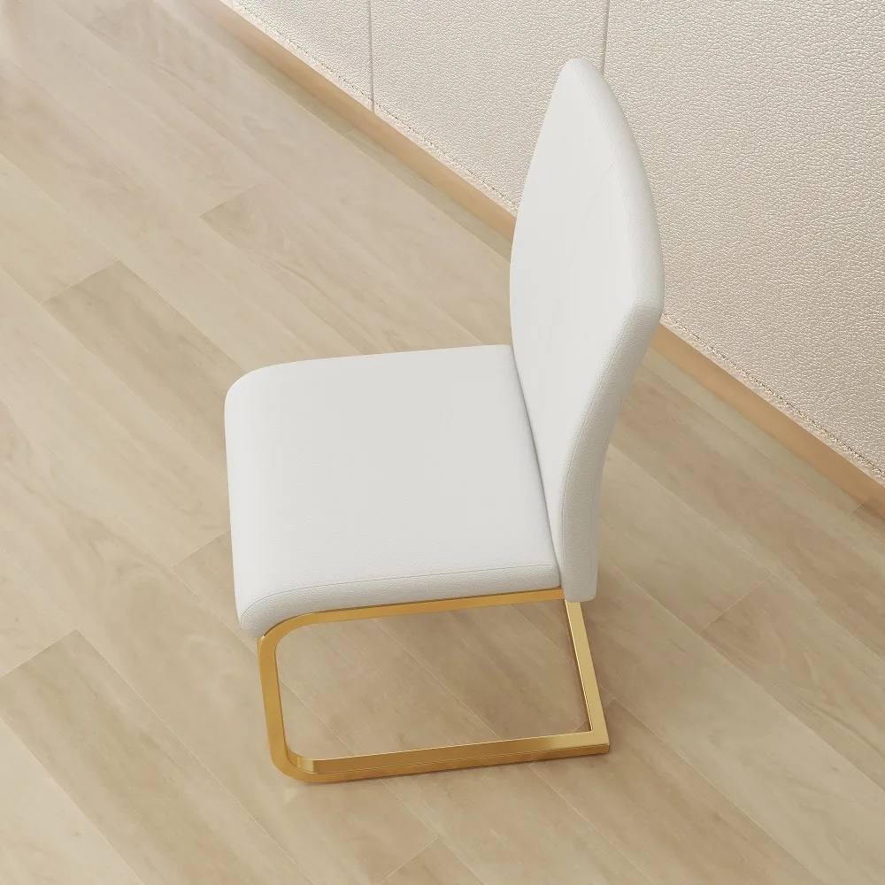 Modern Minimalist Dining Chairs PU Leather Upholstered White Dining Room Chairs — image 6