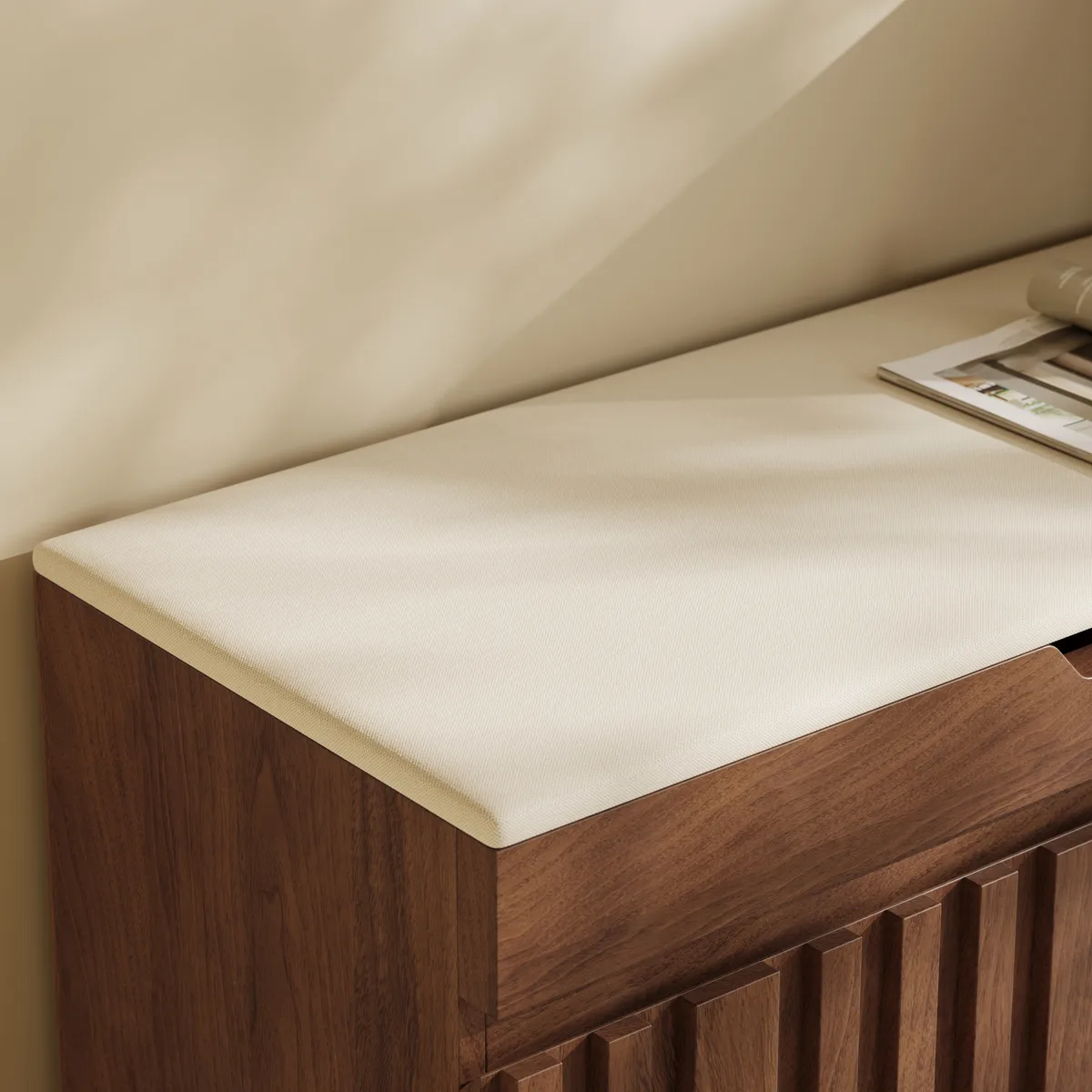 Aura 47” Wooden Shoe Storage Bench with Right-Side Cabinet for Entryway — image 7