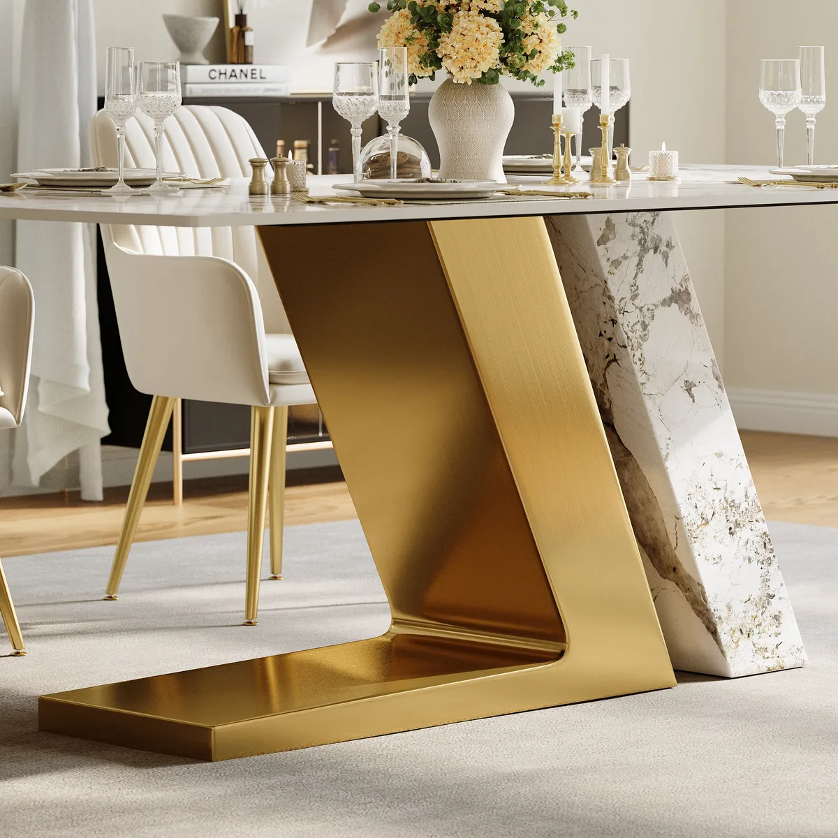 78.7-94.5" Modern Extendable Sintered Stone Dining Table Seats 6-10 People — image 20
