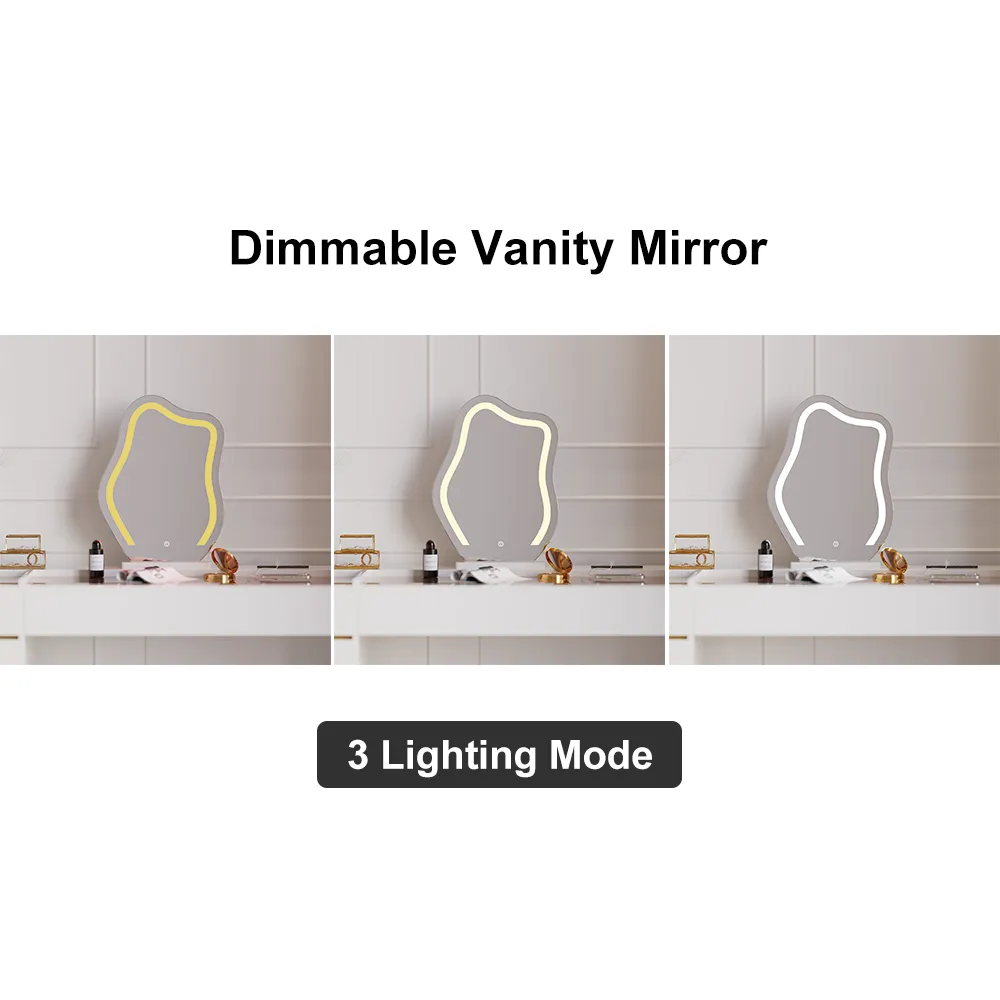 Modern Makeup Vanity Set with Lighted Vanity Mirror & Charging Station & Jewelry Storage Dressing Table — image 17