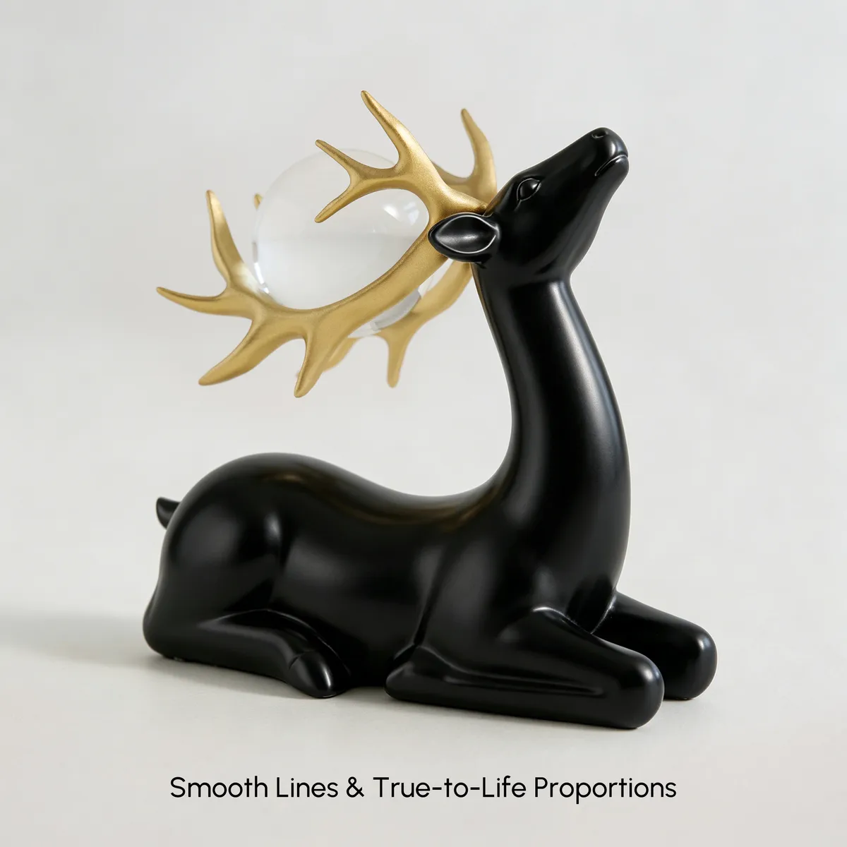 3PCS Black Deer Figurine with Decorative Plate Set Luxury Resin Animal Sculptures — image 8