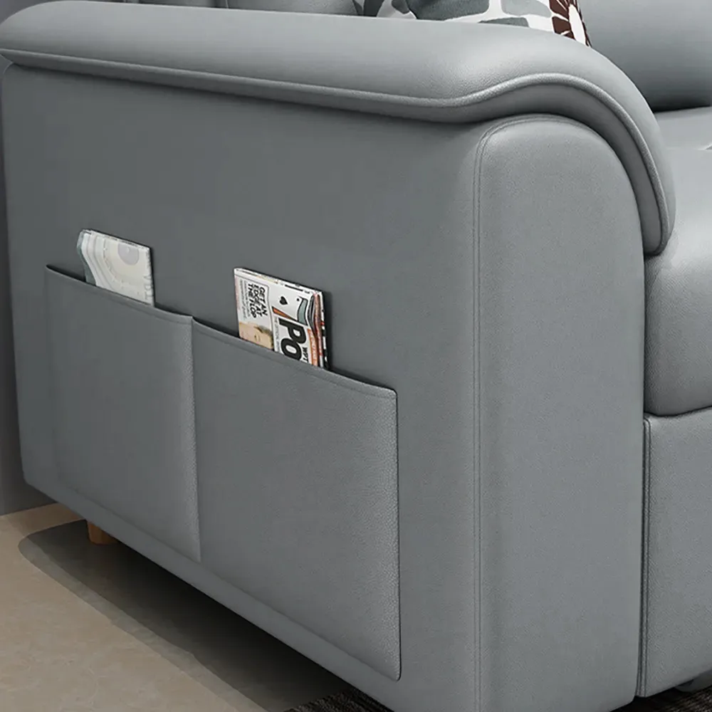 Leather Queen Size Sleeper Sofa with Trundle Pull Out Sofa Bed — image 16