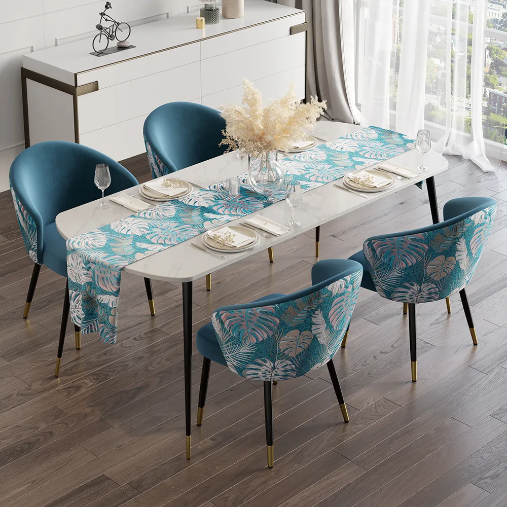Modern Velvet Dining Chairs Upholstered Blue Dining Room Chairs with Arm — image 13