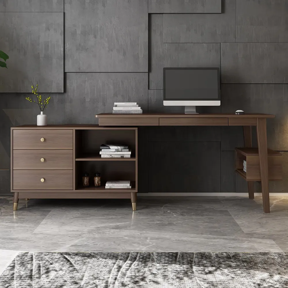 Ultic 47" L-Shaped Gray Rotating Desk with Storage — image 12