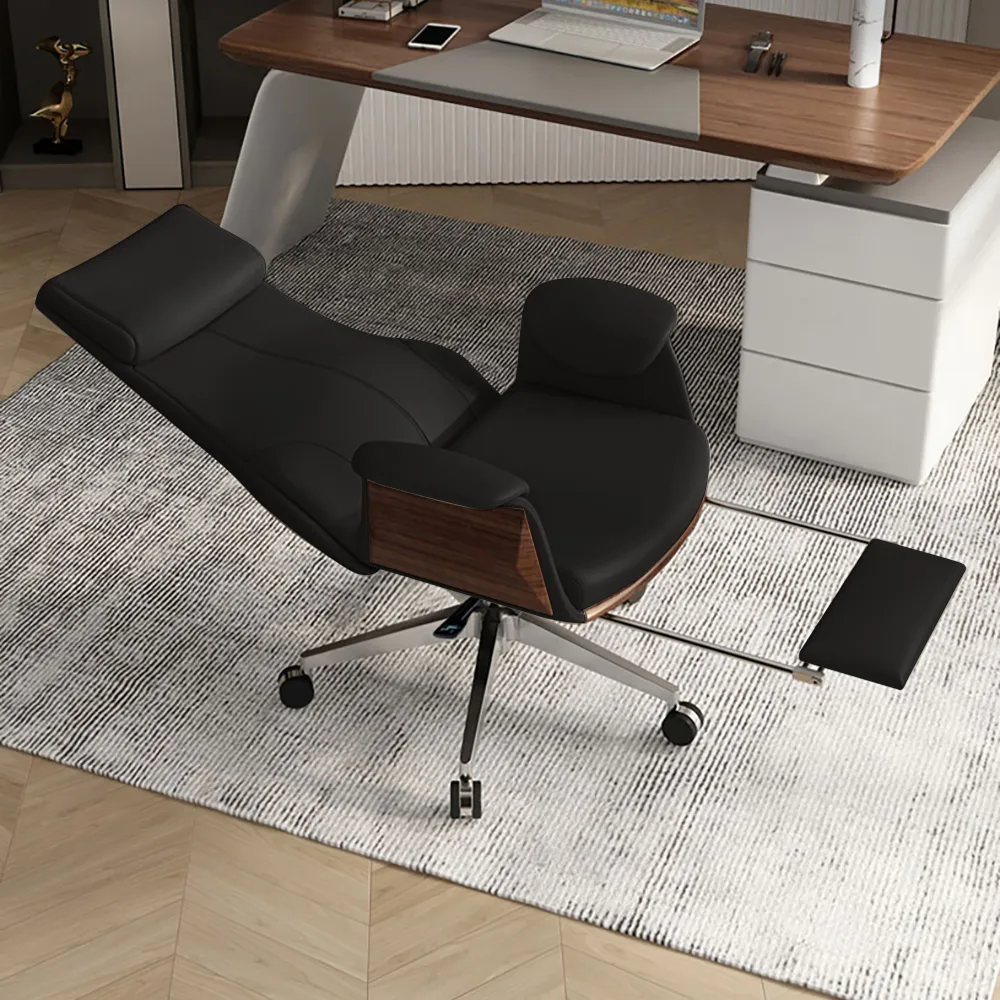 Reclining Leather Office Desk Chair High Back Adjustable Swivel — image 10