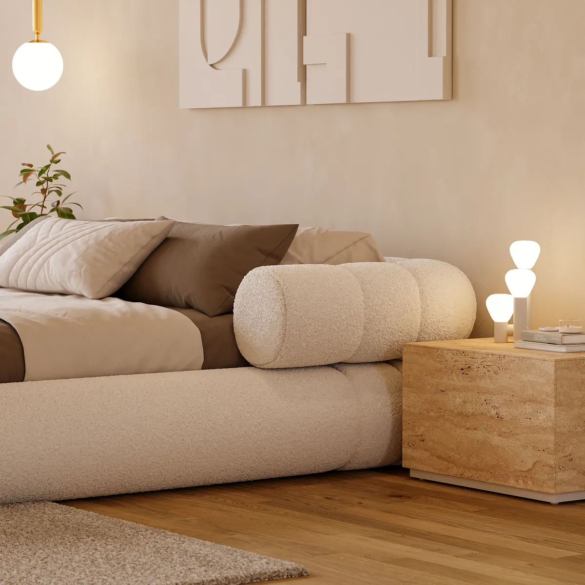 King Size Boucle Upholstered Cloud Floor Bed Frame — image 6