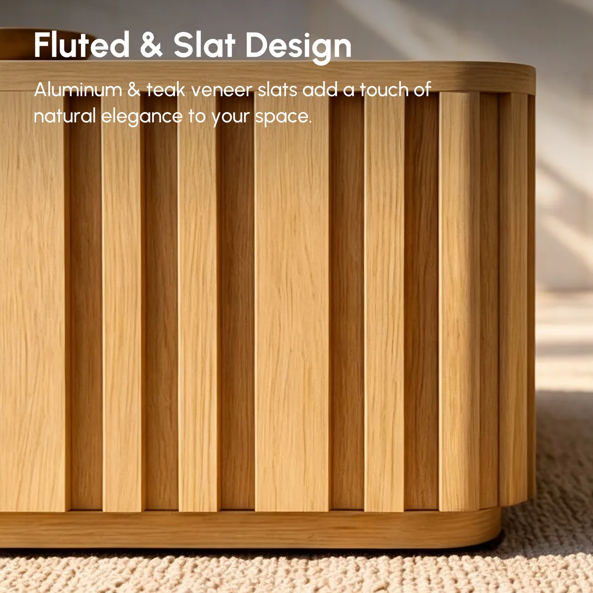 Flutera Fluted Aluminum Outdoor Coffee Table with Sintered Stone Top — image 8