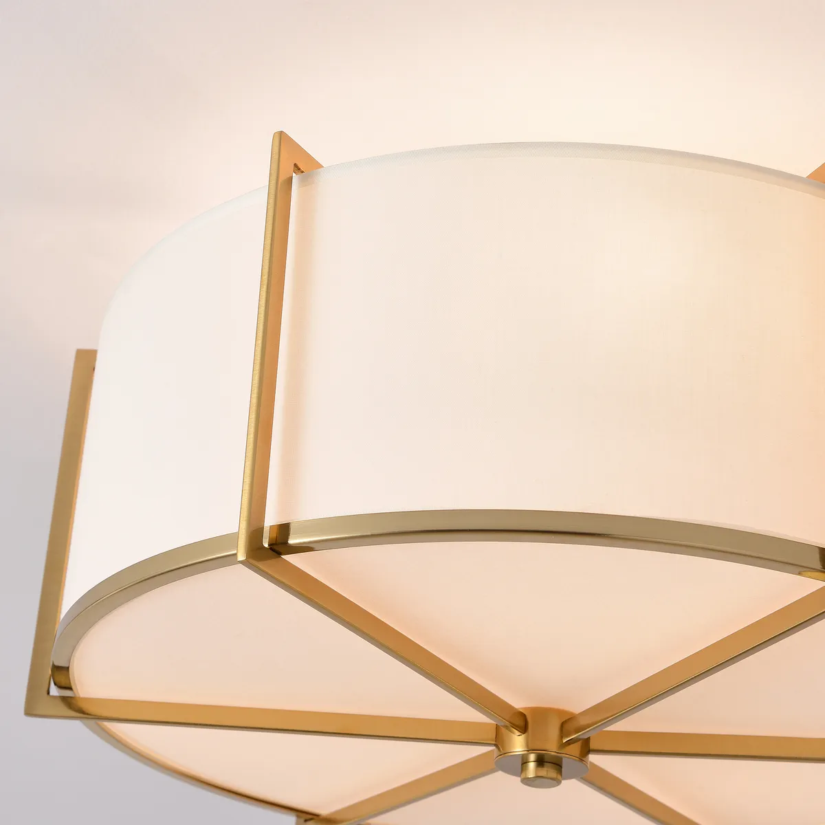 18" Fabric Flush Mount Light in Gold Finish, 3-Light — image 9