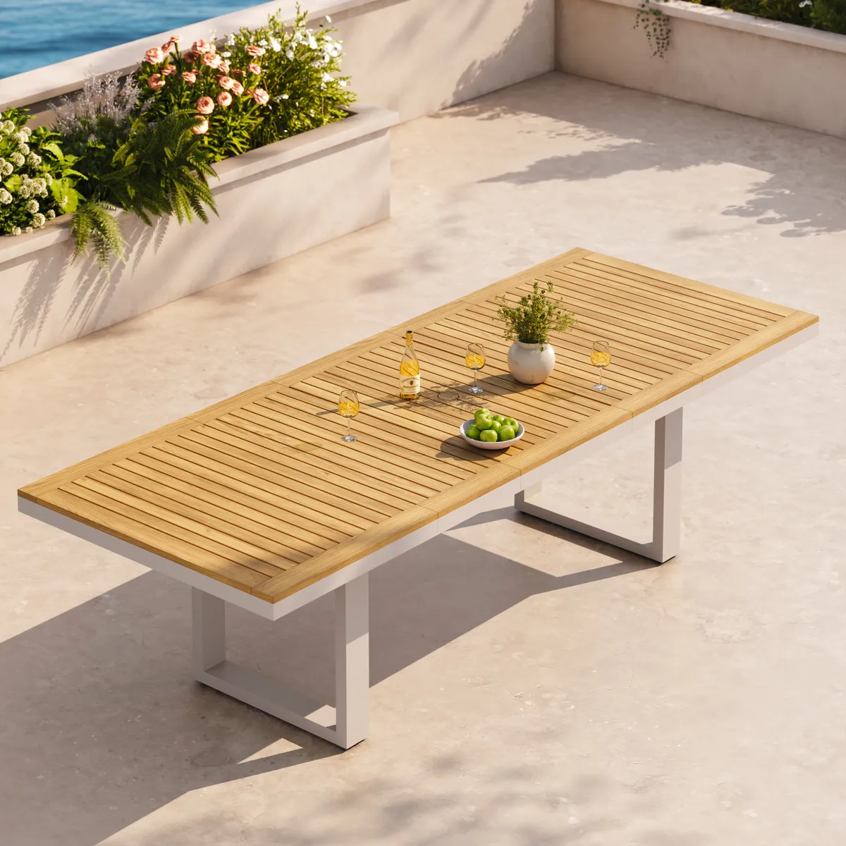 Tevara Outdoor Extendable Teak & Aluminum Dining Table — image 11