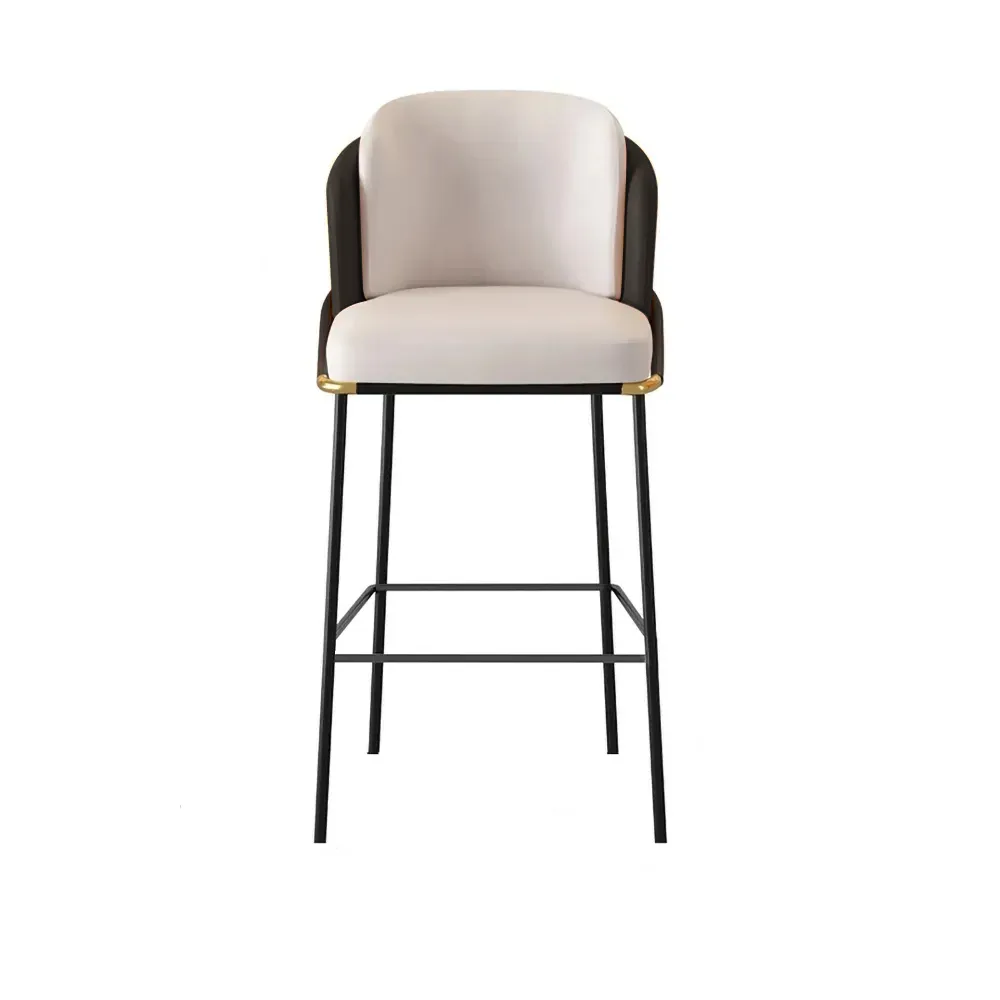 Modern PU Leather Counter Stool Black with Back & Footrest — image 12